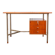 Nickel-plated metal and teak wood desk Italy, 60s