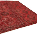 Hand-knotted persian overdyed 1970s 290 cm x 377 cm red wool carpet