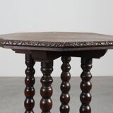 French octagonal Rustic Baroque Oak Side Table, circa 1850