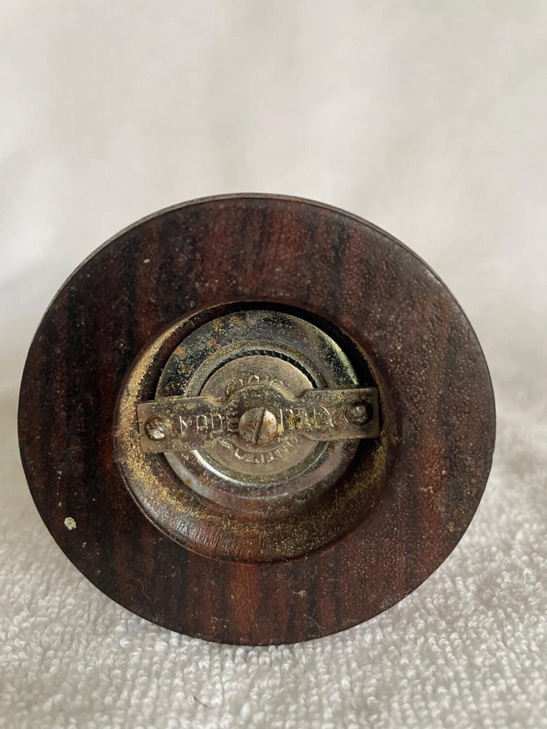 Pepper mill, Italian, vintage, in rosewood and copper.