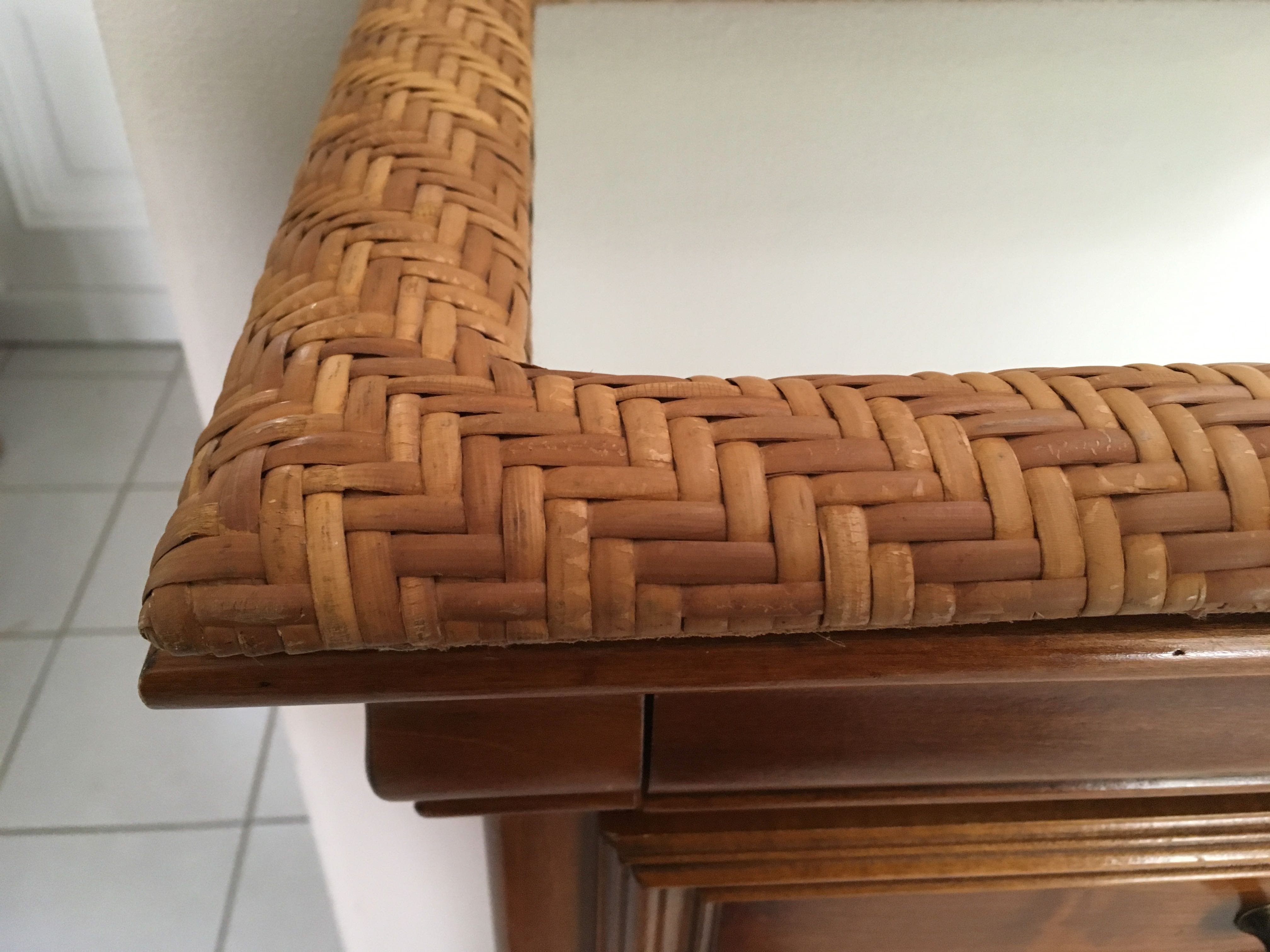 Mirror braided rattan frame 1970 39x54cm