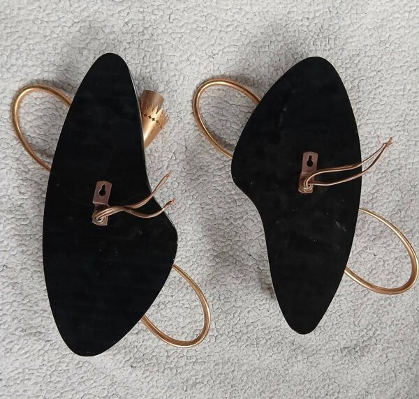 Appliques vintage 1950 laiton dore metal noir 50s retro