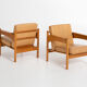 Paire de fauteuils en chêne et cuir par Uluv Krasna Jizba, années 1960