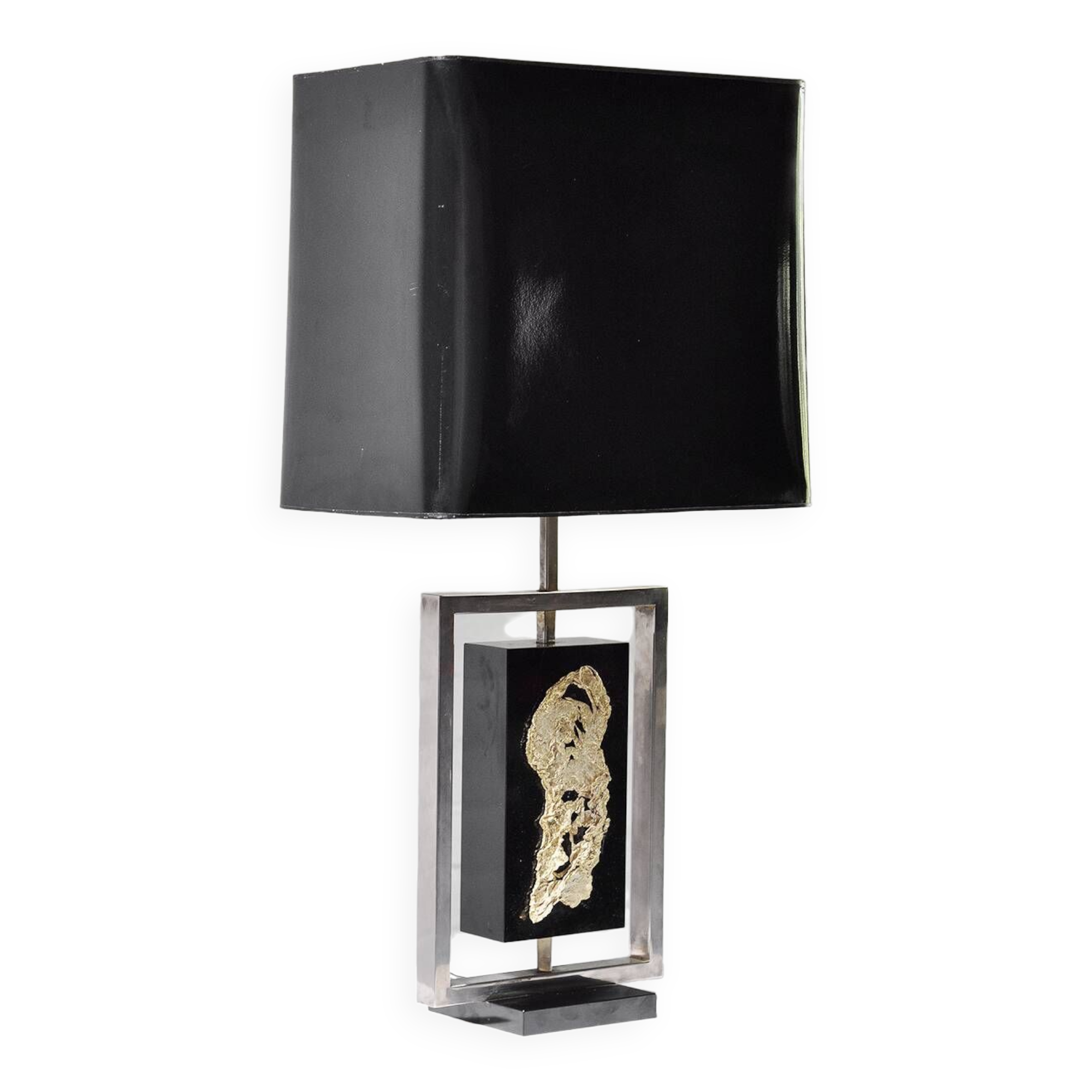 Lampe de table dorée par Philippe Cheverny, France, 1970s