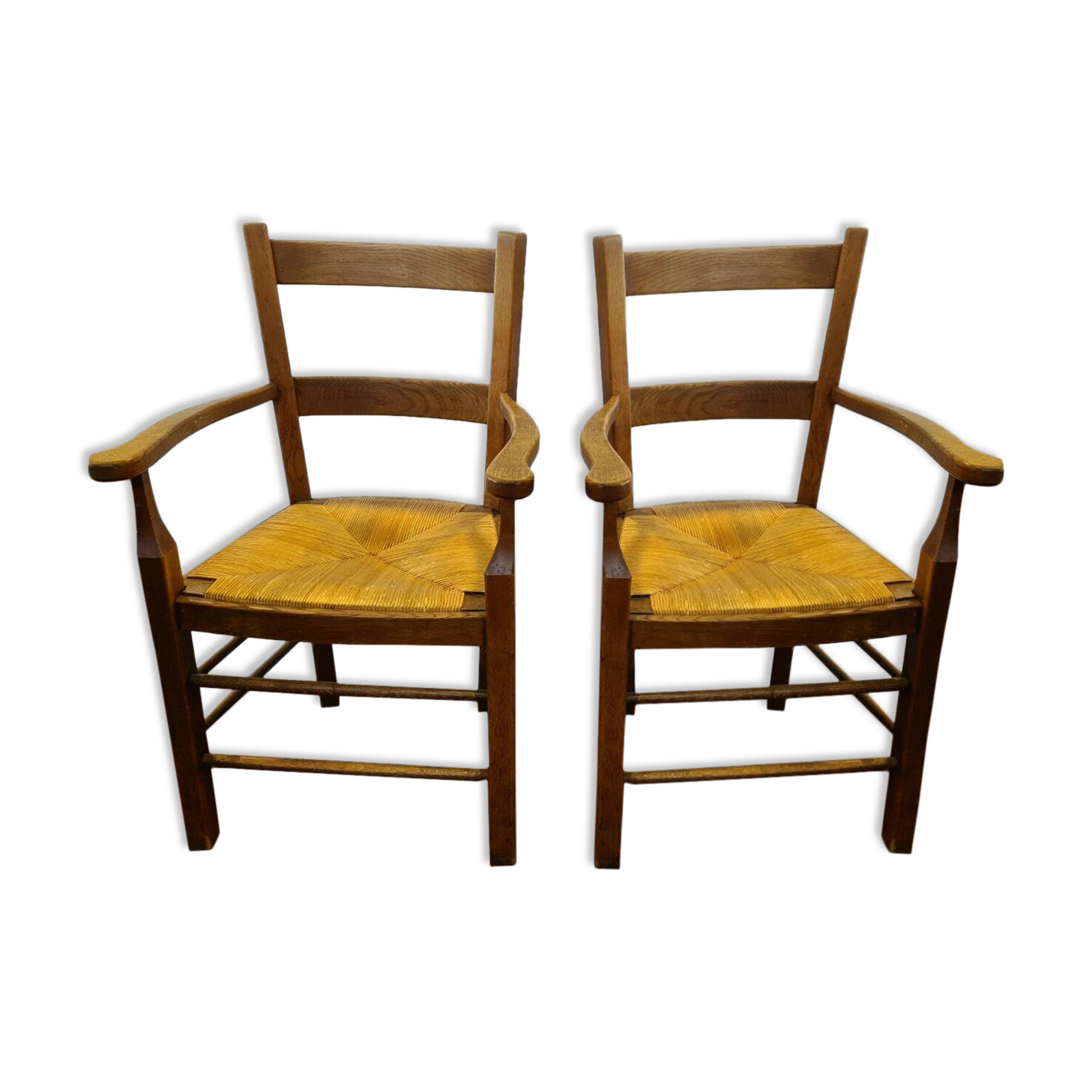 Oak mulched armchairs