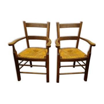 Fauteuils paillés en chêne
