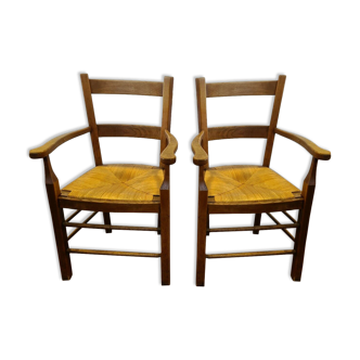Oak mulched armchairs