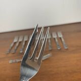 11 fourchettes à dessert japonaises en acier inoxydable, motif rose, 1970