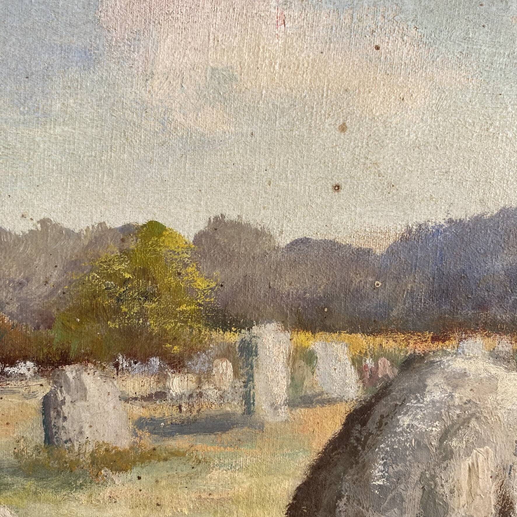 Huile sur toile paysage de Bretagne  Lucien Ferriot , Dolmens