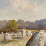 Oil on canvas landscape of Brittany by Lucien Ferriot, Dolmens.