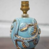 Vintage lamp, ceramic relief lamp, table lamp, bedside lamp, art deco, pottery, 50's