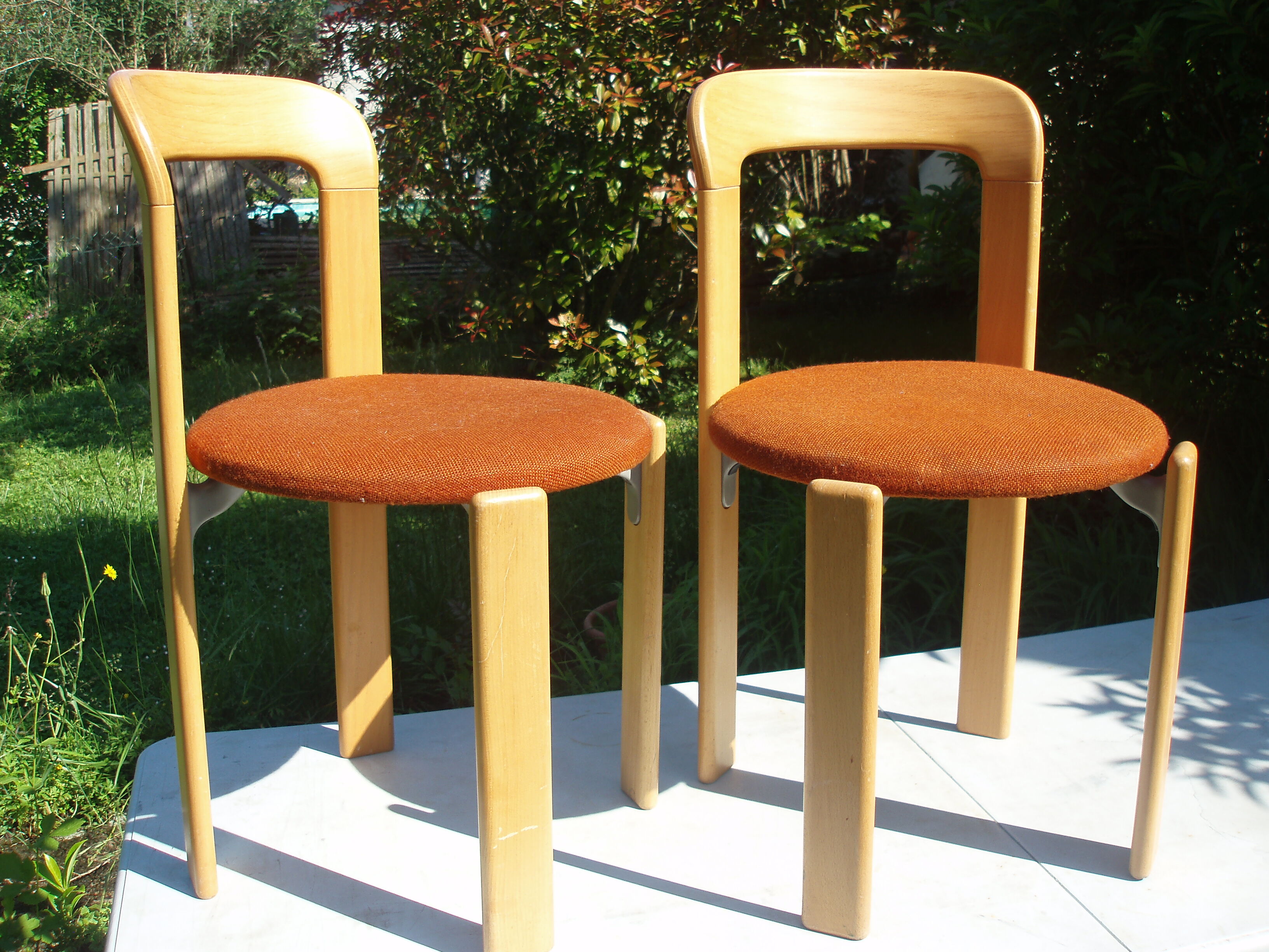 Pair of chairs in fabric orange Bruno Rey