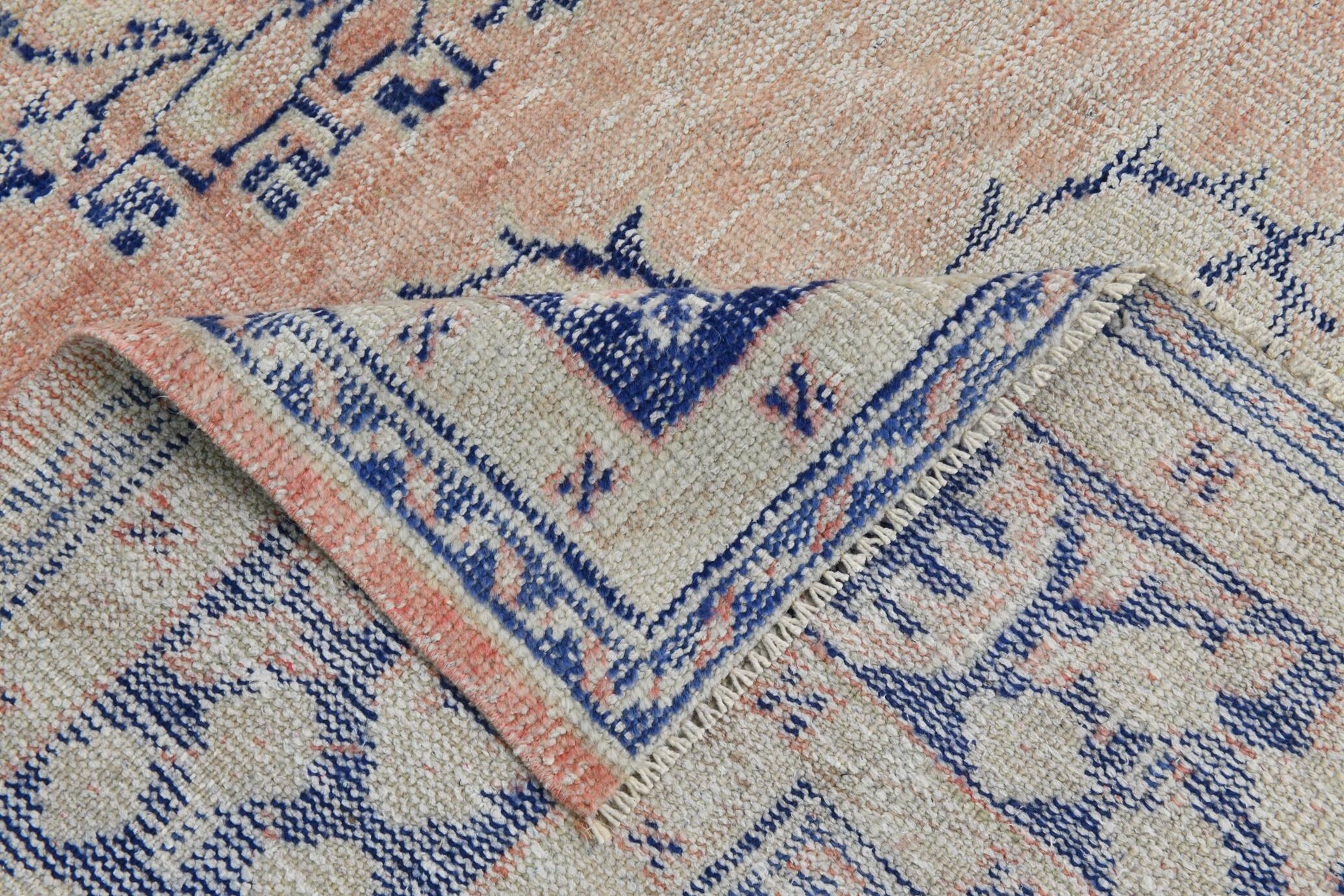 9x12 Pale Red & Blue Vintage Persian Rug, 275x353Cm