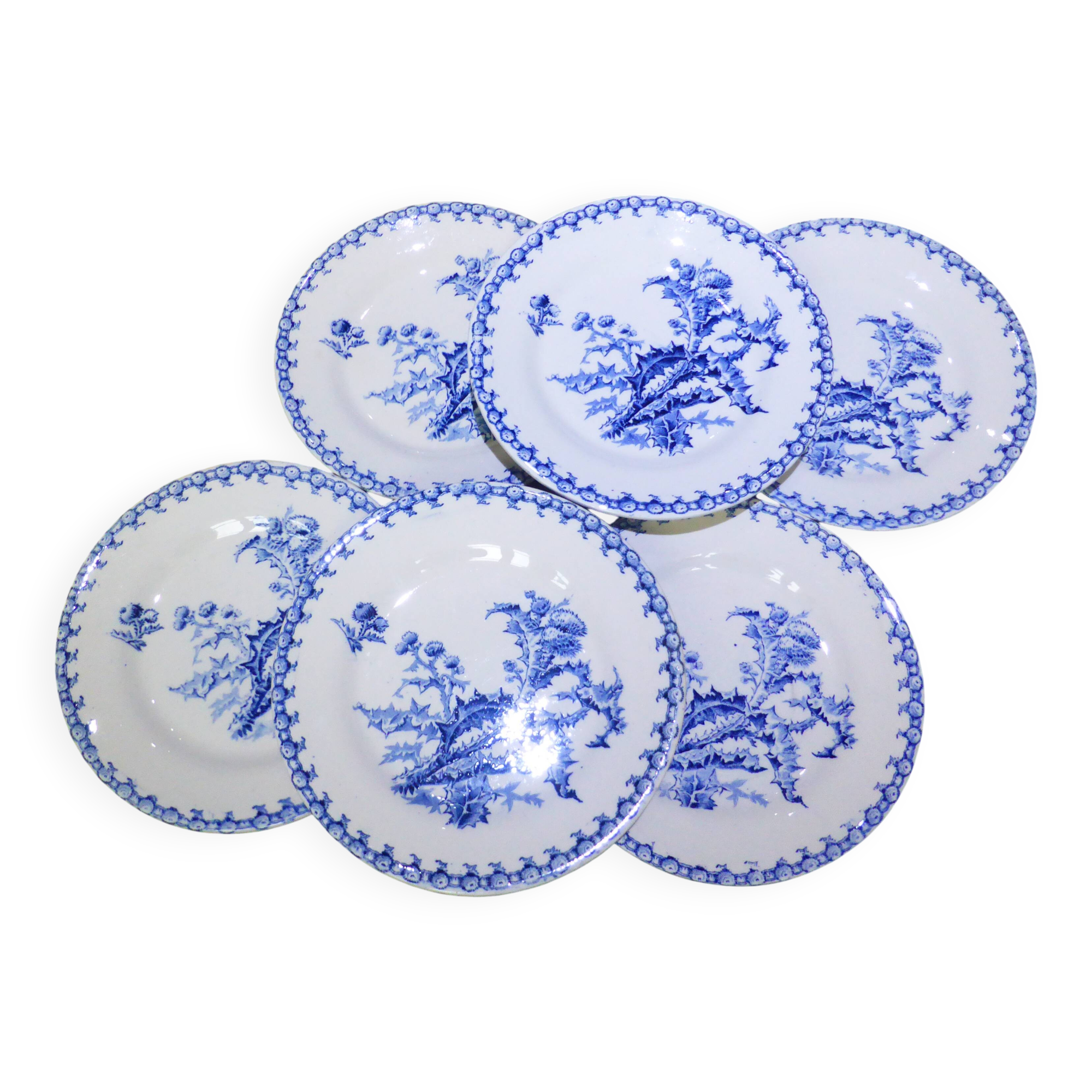 6 Gien Chardons dessert plates (7)