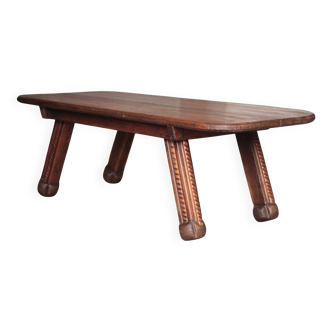 Brutalist wood coffee table, vintage wood table, living room table.