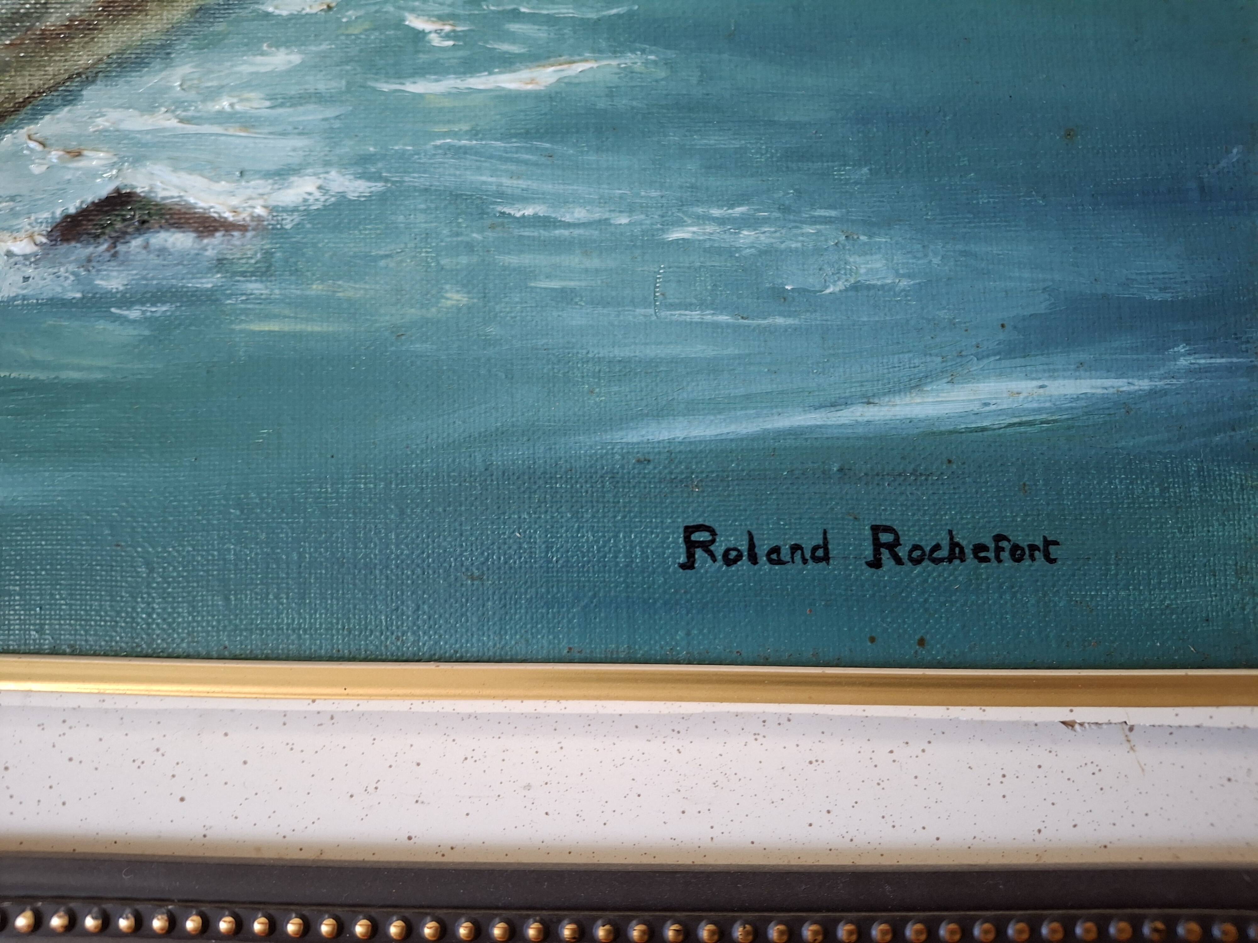 Oil on canvas by Roland Rochefort signed and framed Fort Boyard