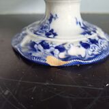 Presentoir en faience creil montereau flora ancien compotier sur piedouche
