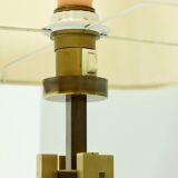 Lampe de table en laiton et cuivre du milieu du siècle, années 1970