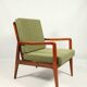 Fauteuil vintage avec coussins et boucles vertes en bois, 1980