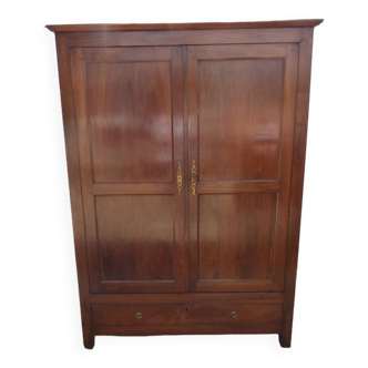 Walnut cabinet opening by 2 doors and a drawer goes everywhere by its dimensions