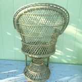 Armchair Emmanuelle Vert in wicker rattan for doll / vase holder