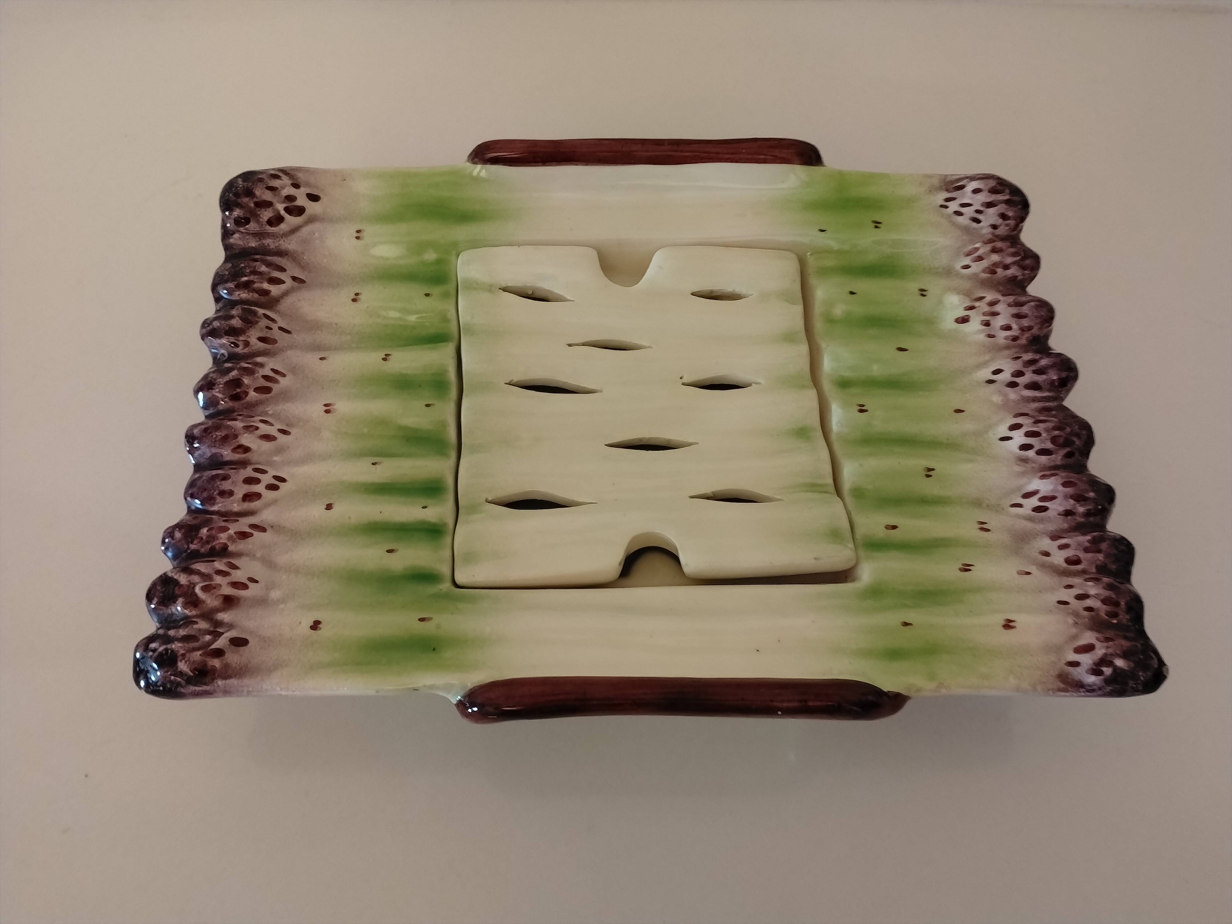 Hand-painted asparagus dish