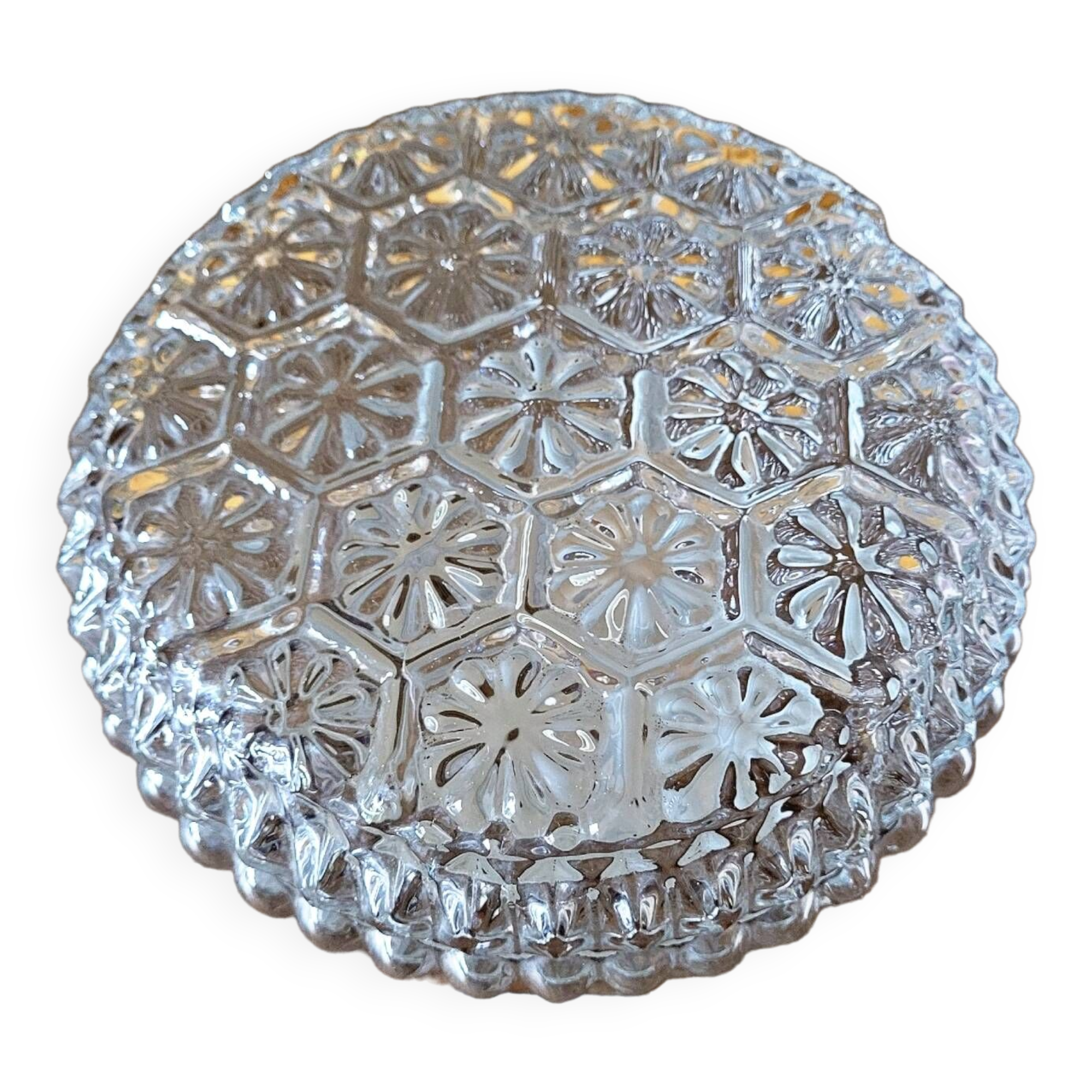 Vintage molded glass wall or ceiling light decorated with flowers