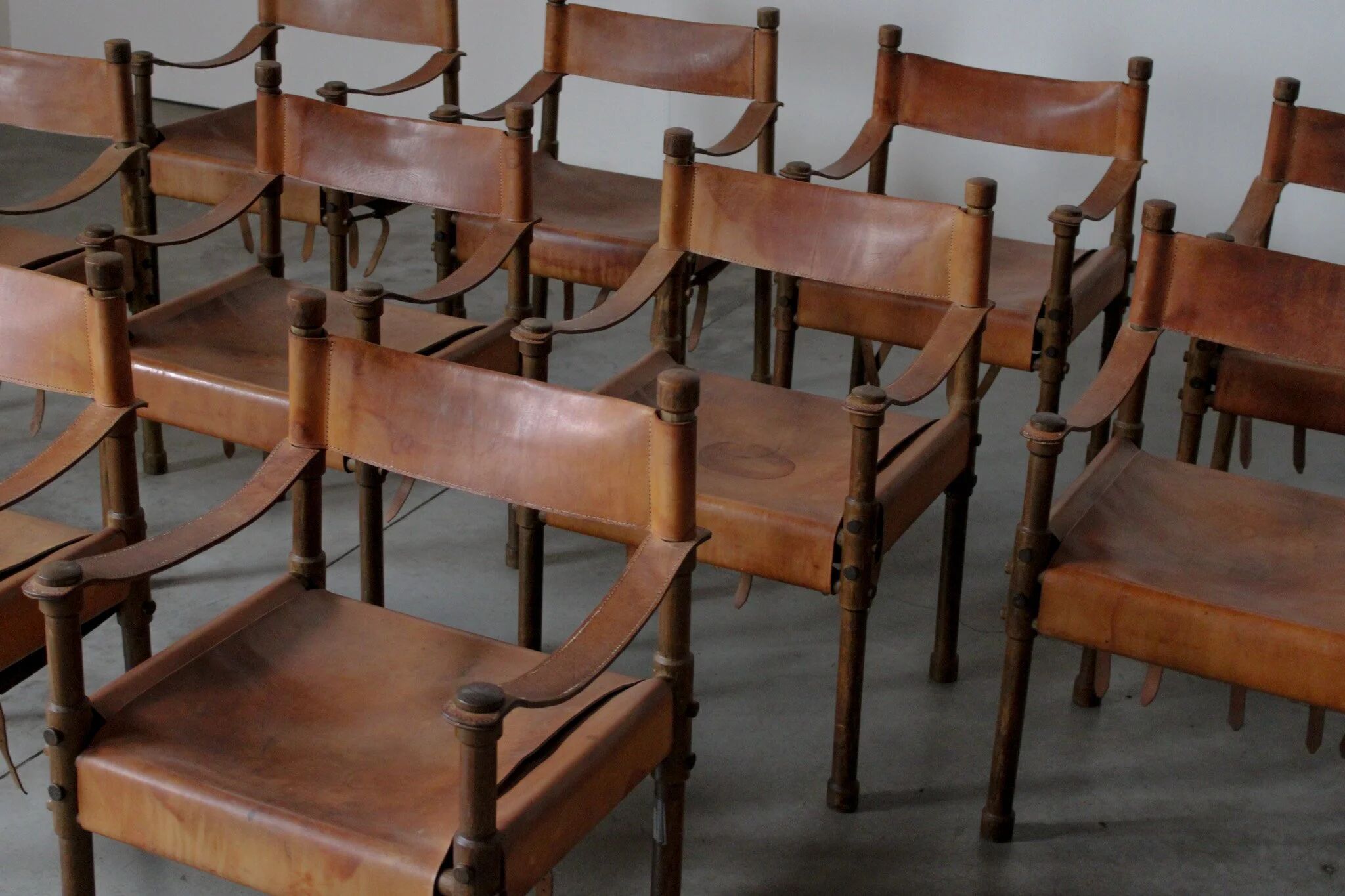 Large set of safari dining chairs - Germany 1960s