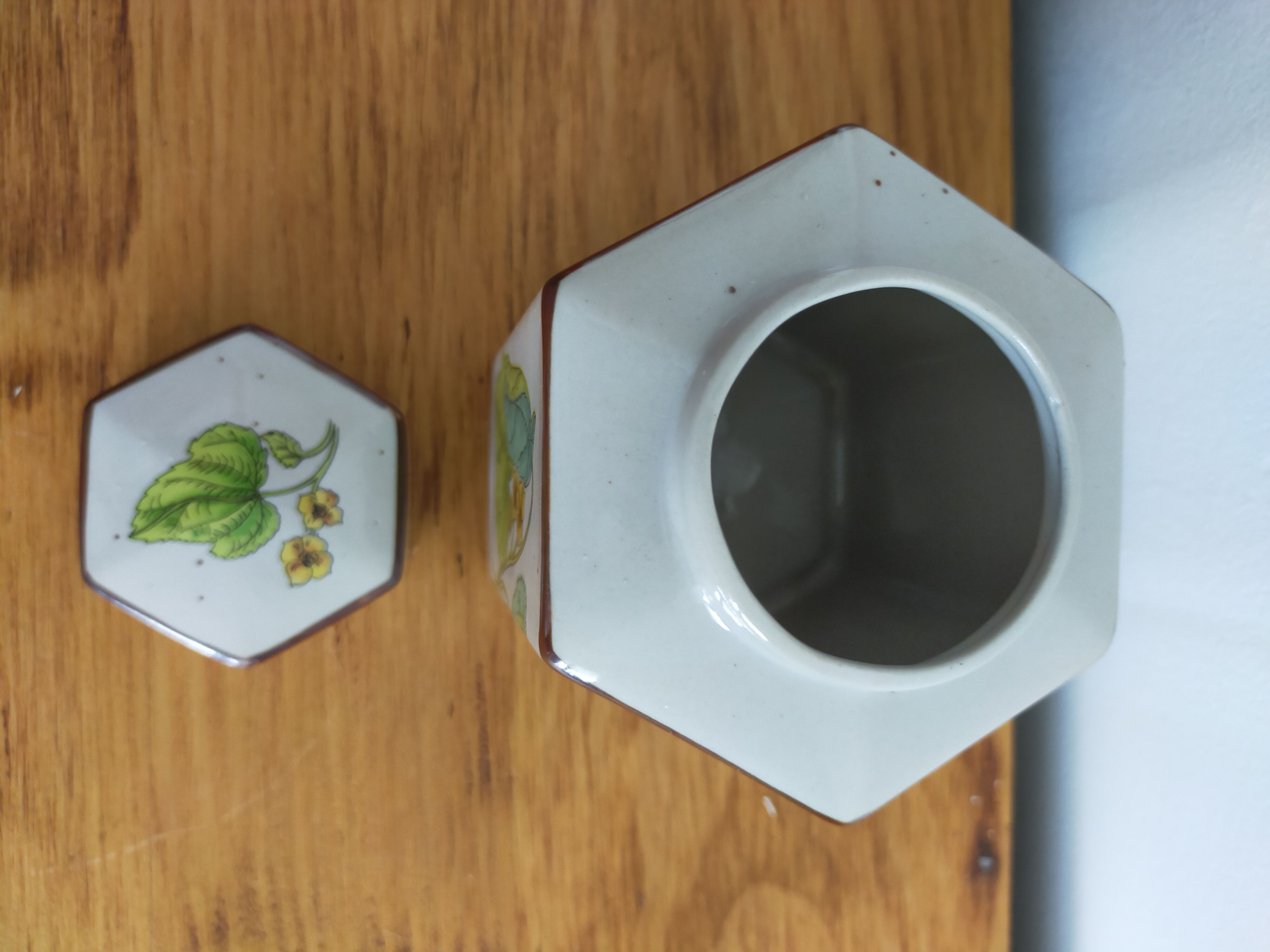 Tea pot herbalism vintage plant motifs