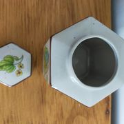 Pot à thé herboristerie vintage motifs végétaux