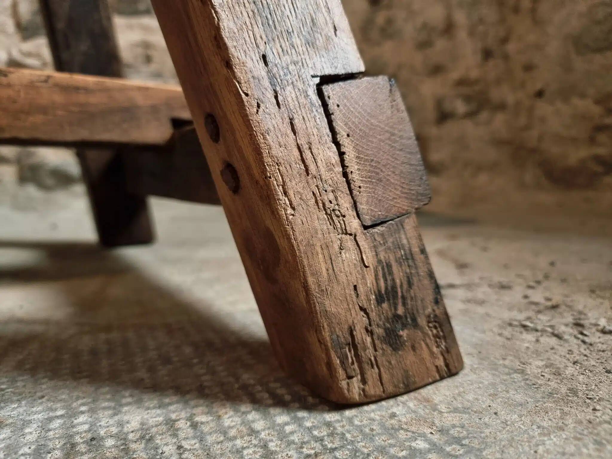 19th Century French Oak Farmhouse Bench - Handcrafted Rustic Work Table