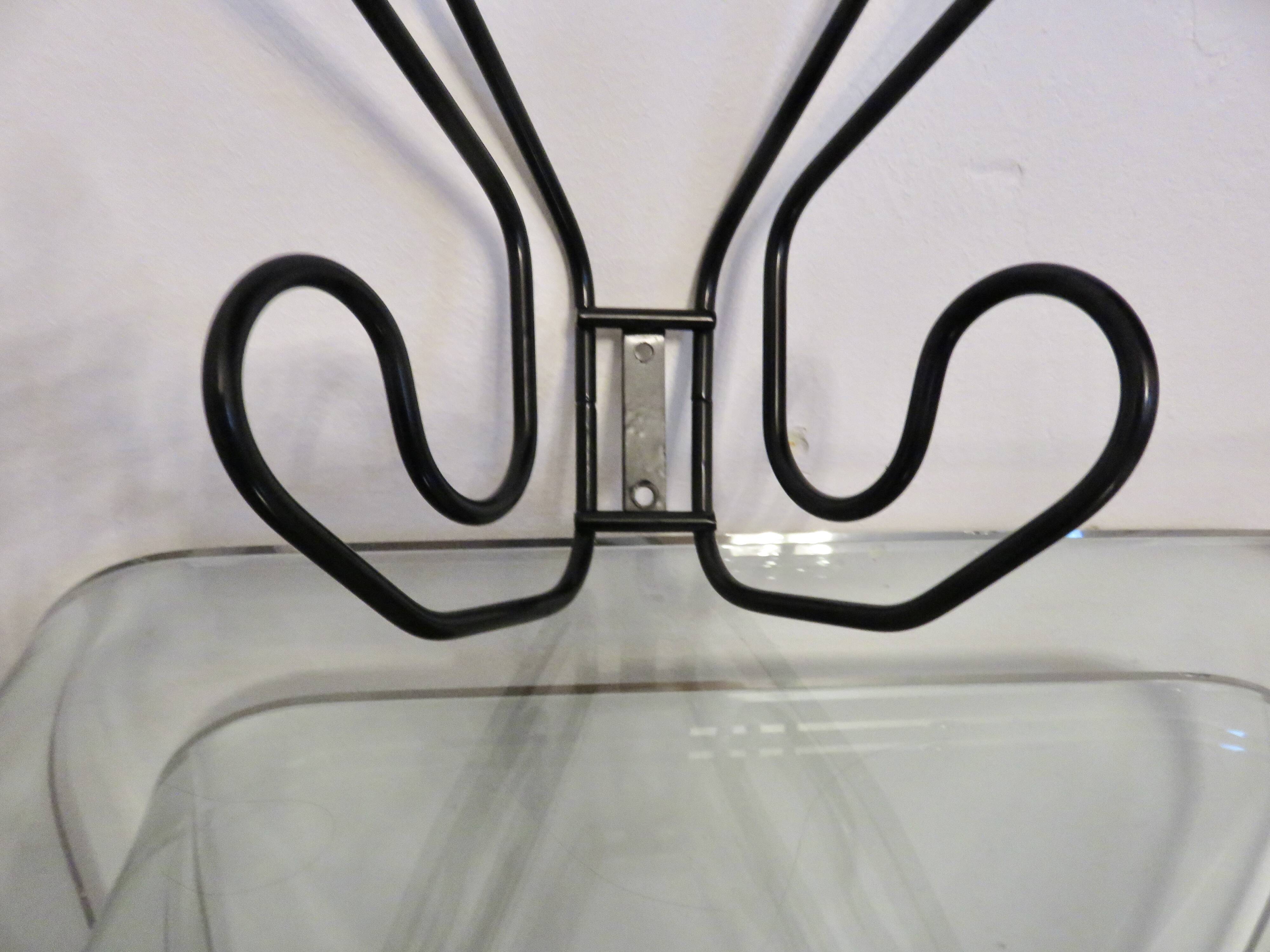 Wall mounted coat rack, Ikea, 4 hooks, 1980, Memphis