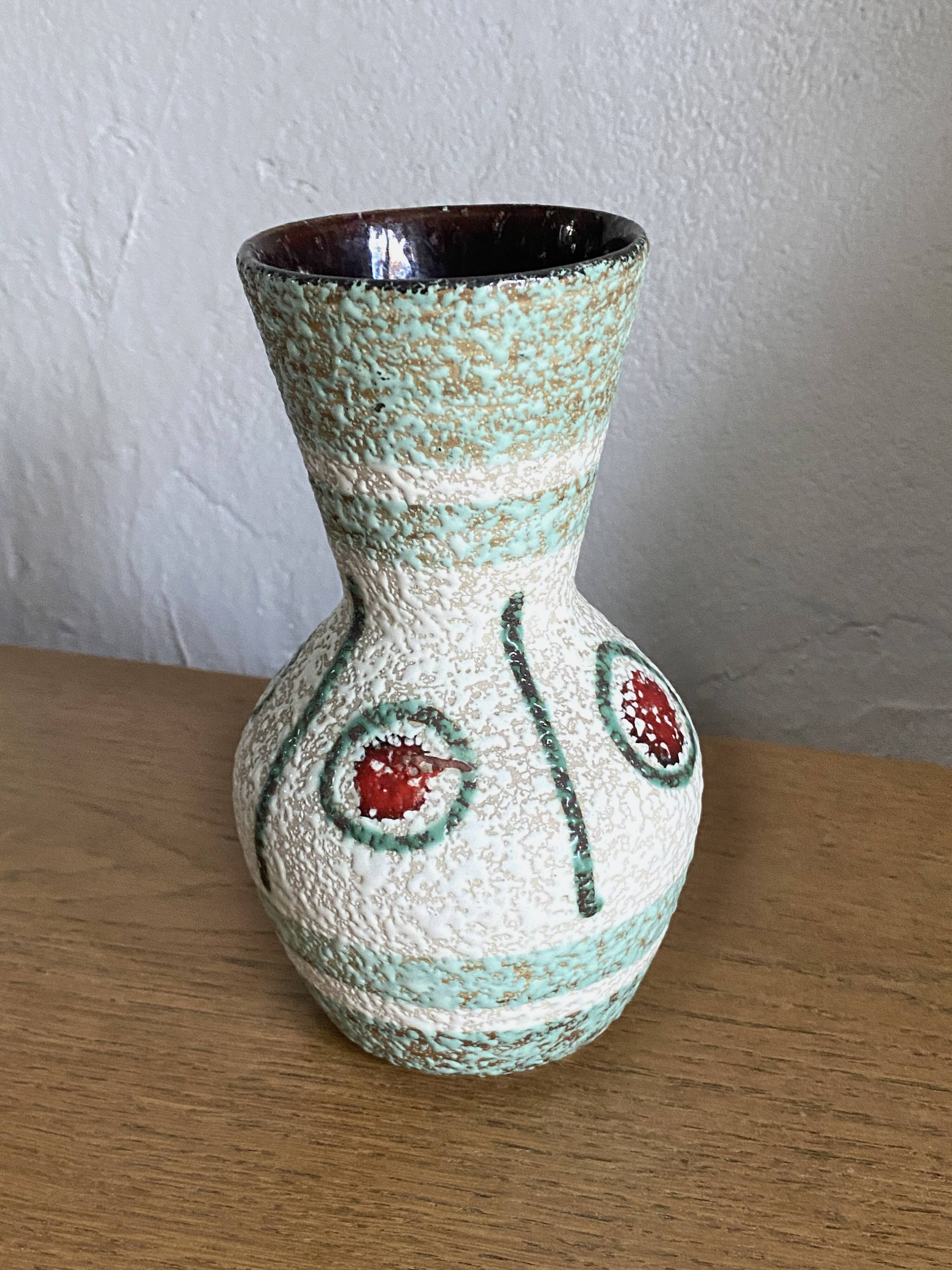 Vintage W Germany white lava celadon green vase 1970 - perfect condition