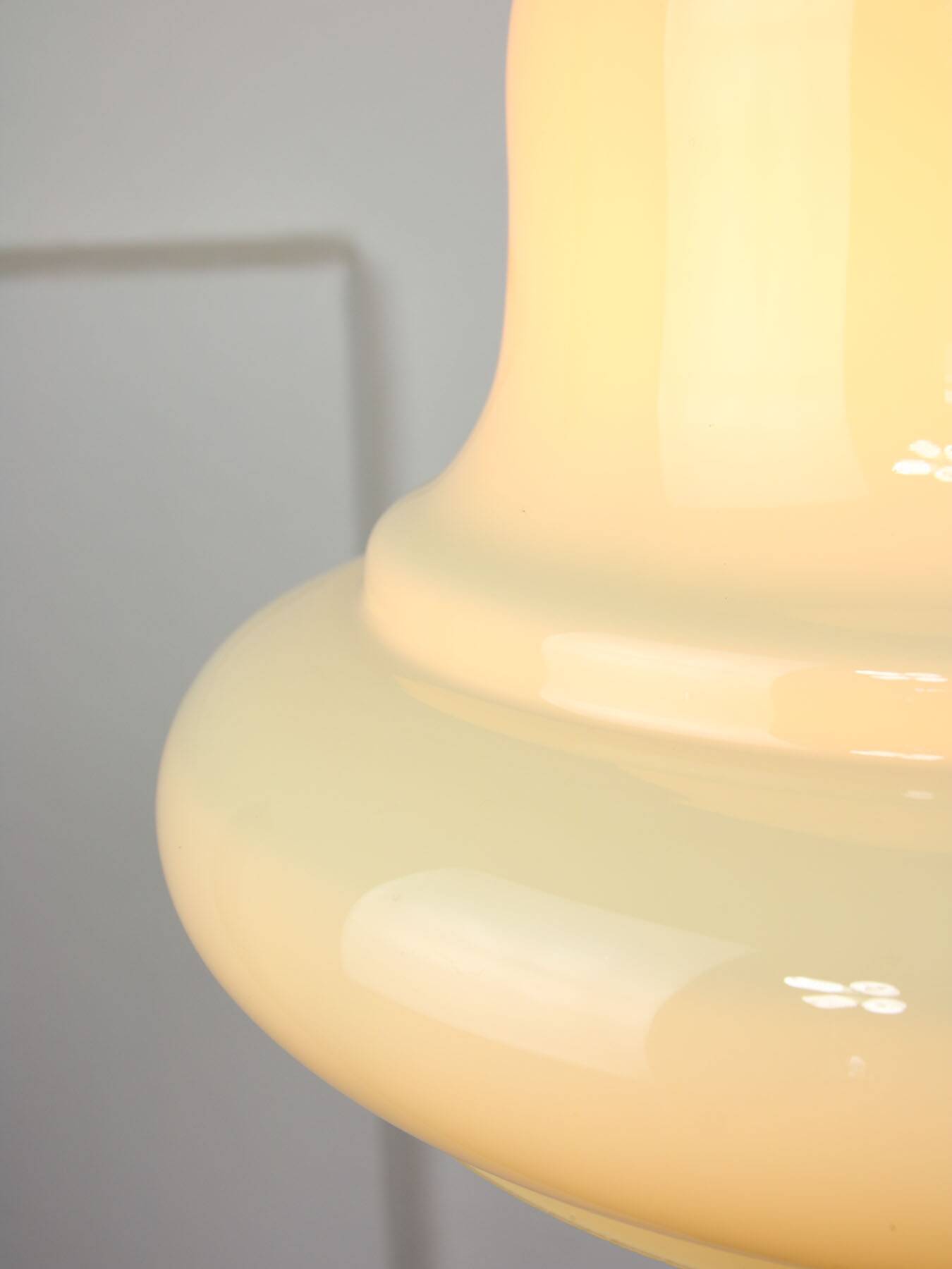 Mid-century italian yellow brass and glass pendant lamp
