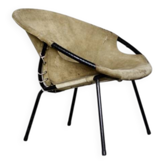 Fauteuil en métal et daim, Allemagne 1960
