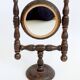 Vintage pivoting mirror to place, carved wood, rustic folk art decor.