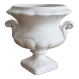 Cache-pot vase Médicis vintage ancien faïence blanche