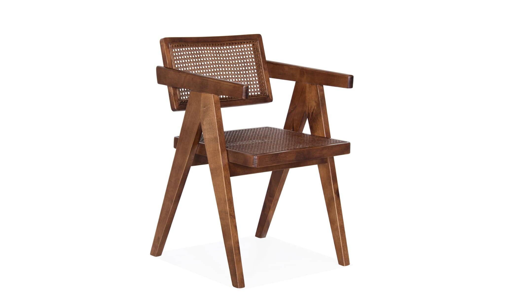 Scandinavian armchair in rattan & solid birch – Swedish vintage