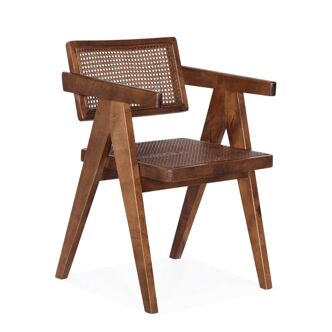 Scandinavian armchair in rattan & solid birch – Swedish vintage