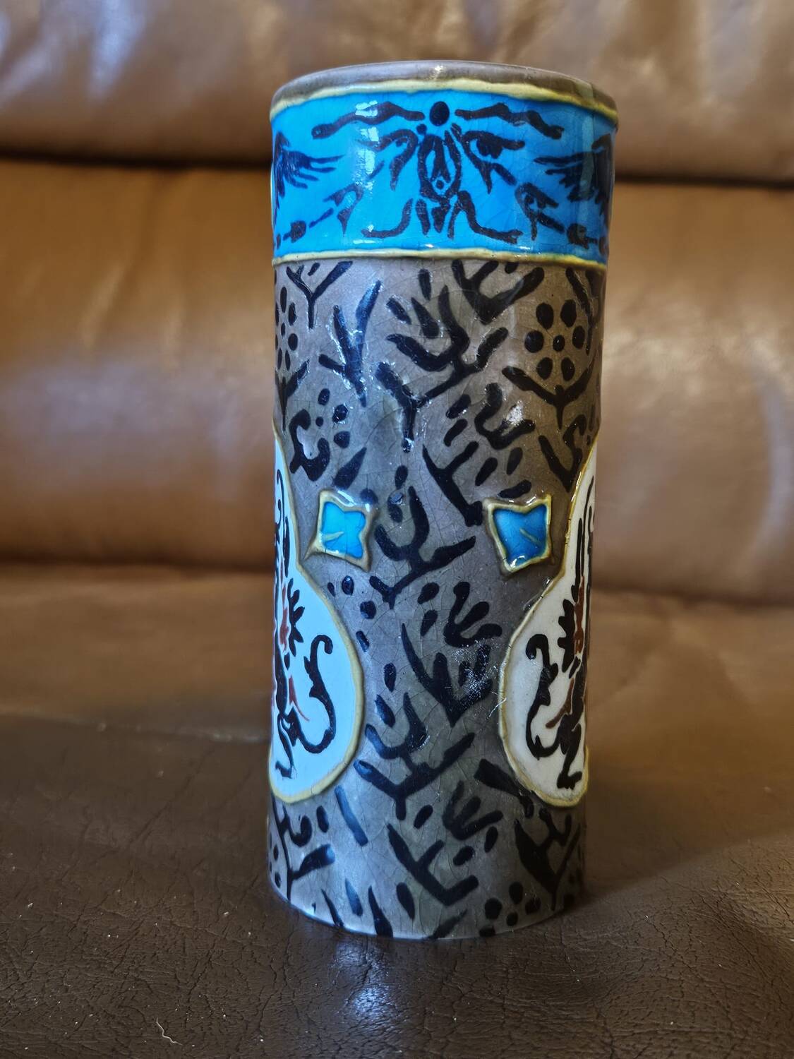 Old Man Roller Vase in Enamelled Ceramic