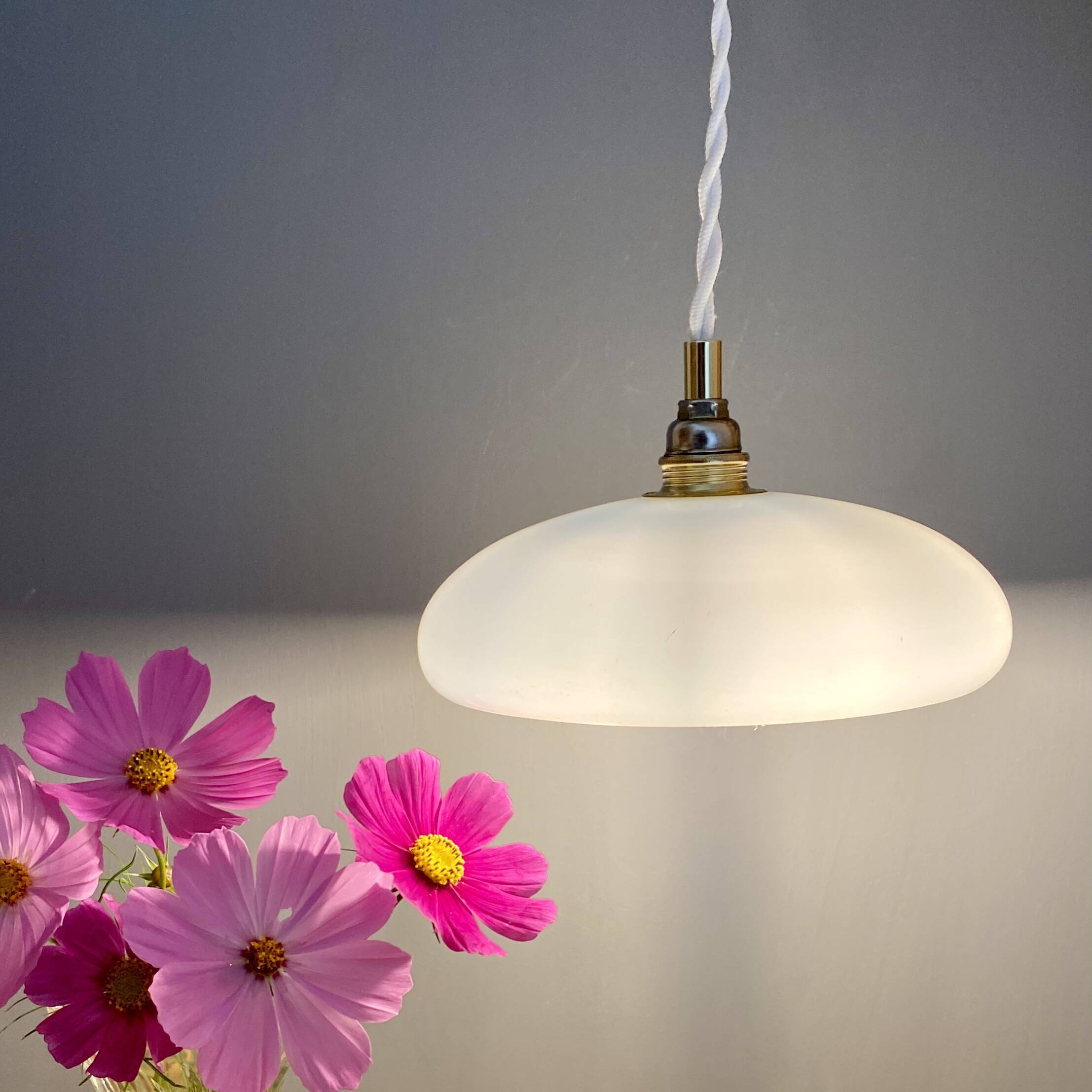 Vintage lampshade pendant light in blue opaline