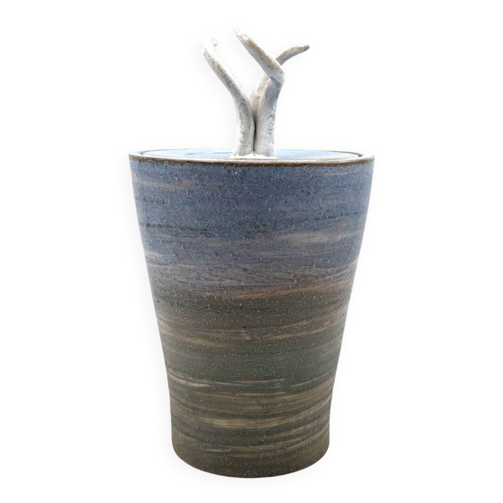 Mid-century style blue artistic ceramic vase, Gabriele Bucci Italy ca. 2000