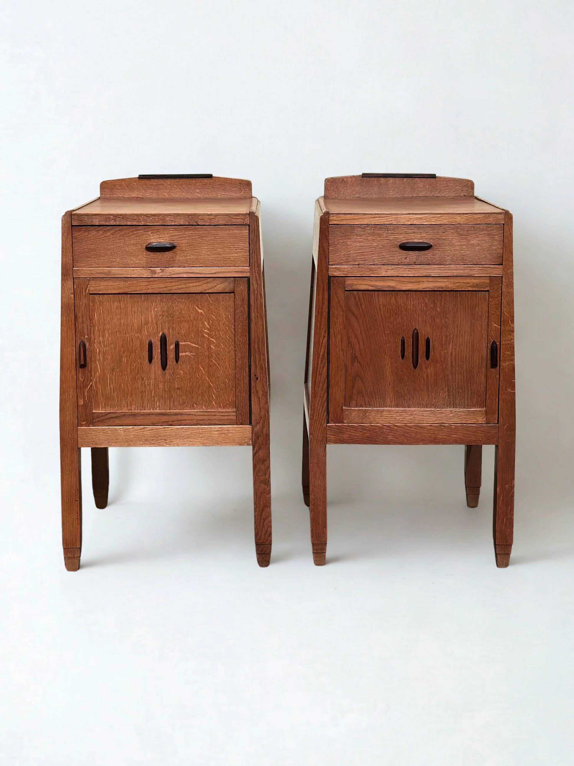 Pair of Amsterdamse School nightstands by J.J. Zijfers