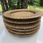 Set of 6 rattan and cane trays, 1970