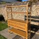 Vintage 1960s rattan and oak shelf by Louis Sognot