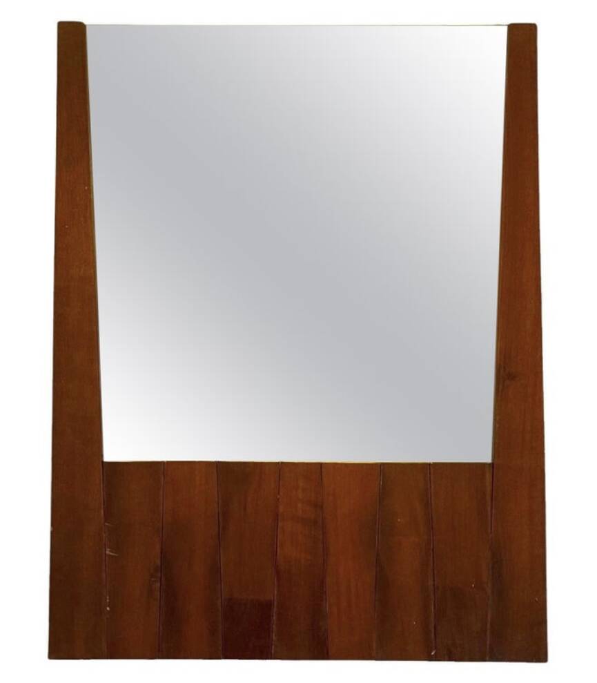 Luciano Frigerio, mod. Barium solid walnut mirror, Frigerio di Desio 1970s
