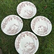 12 assiettes plates en terre de fer modèle Chasse