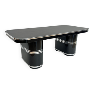 New York Desk in Black Lacquered Metal & Linoleum from Mauser, Germany, 1950