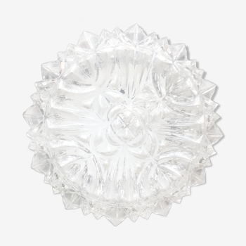 Structured glass round ceiling lamp / vintage 60s-70s