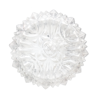 Structured glass round ceiling lamp / vintage 60s-70s